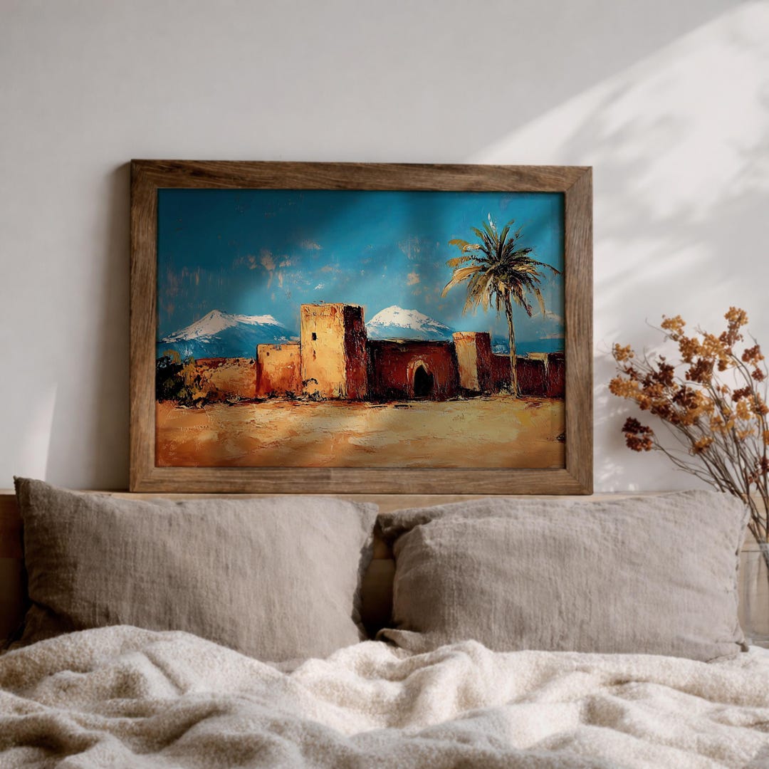 Desert Village Wall Art Kasbah Framed Canvas Moroccan Desert Atlas