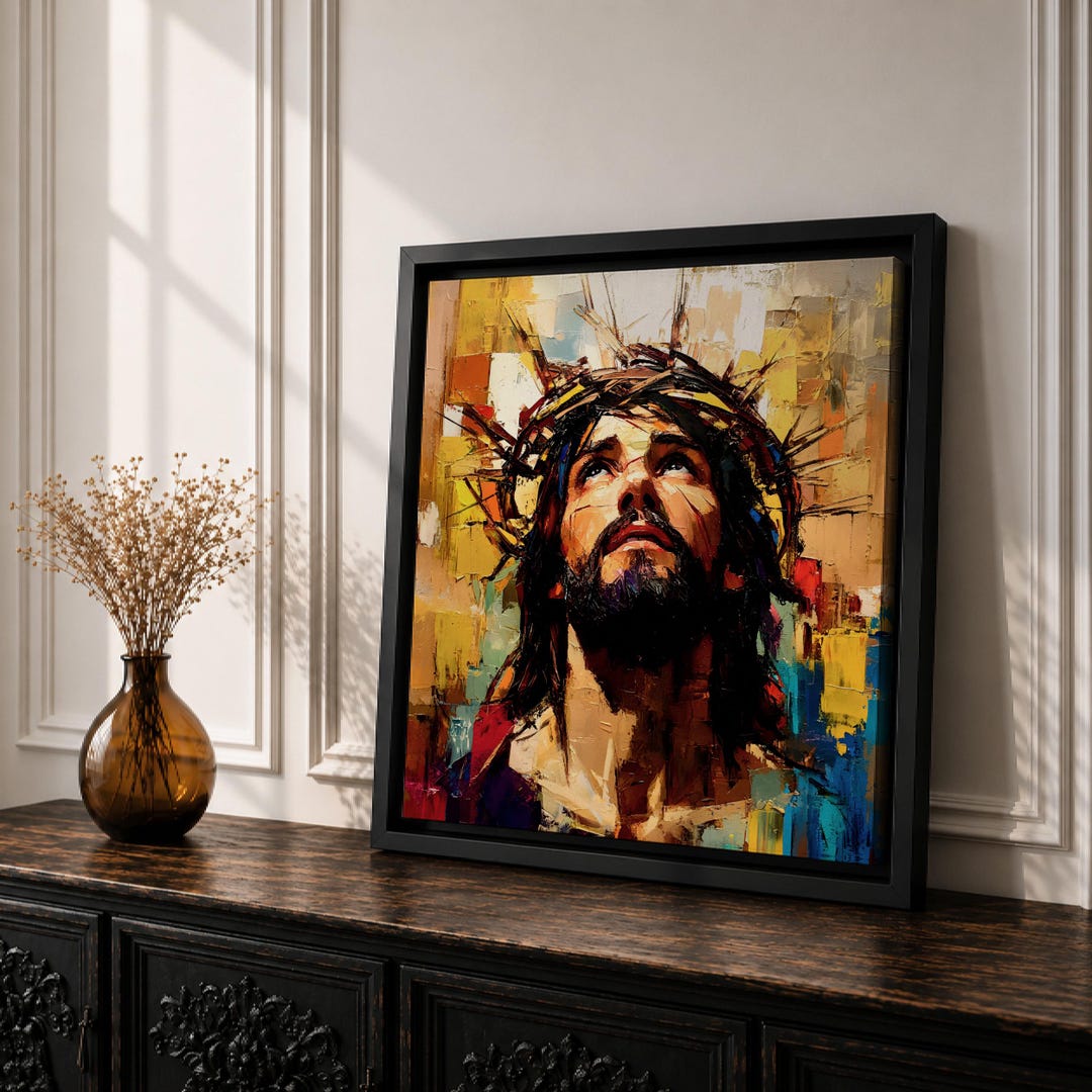 Jesus Crown of Thorns Wall Art Passion of Christ Framed Canvas ...
