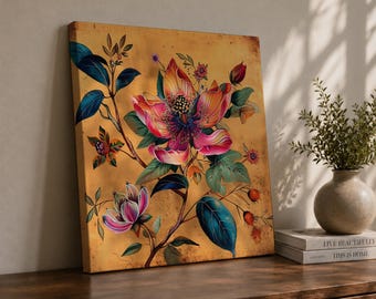 Botanische Blumen Wand Kunst Vintage Blumen gerahmt Leinwand Garten Illustration Boho Wohnkultur