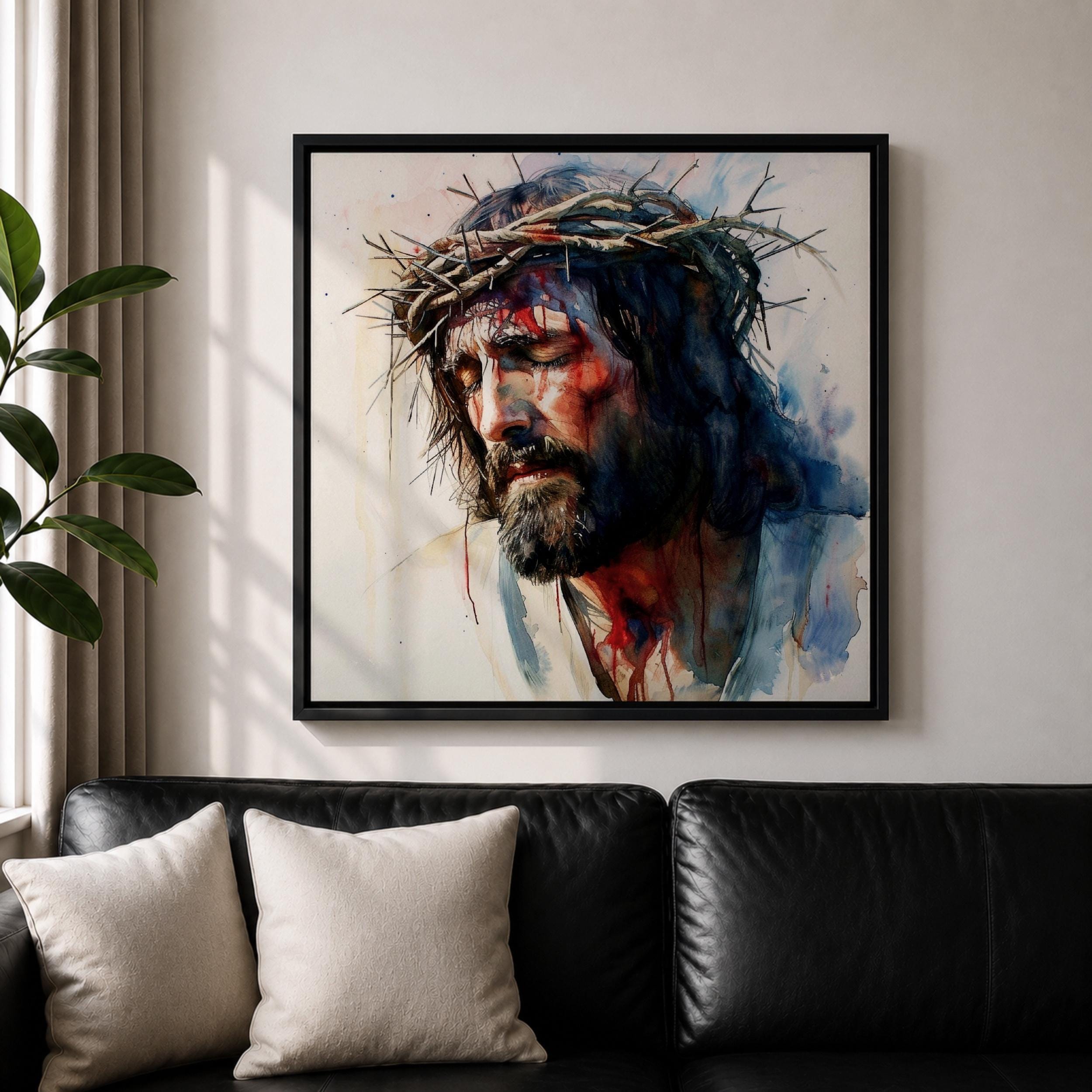Jesus Crown of Thorns Wall Art Passion of Christ Framed Canvas ...