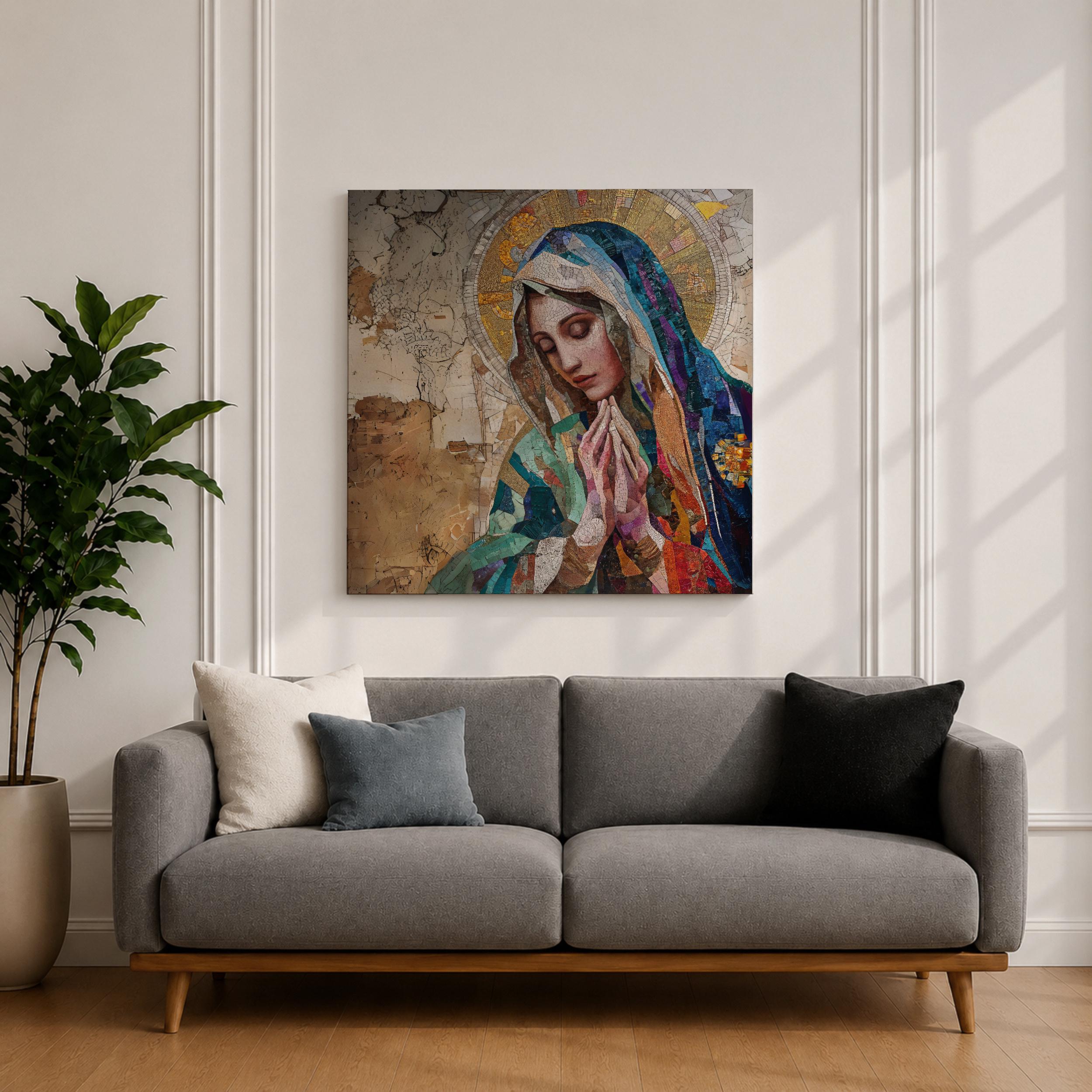 Virgin Mary Wall Art Blessed Mother Framed Canvas Catholic Prayer ...