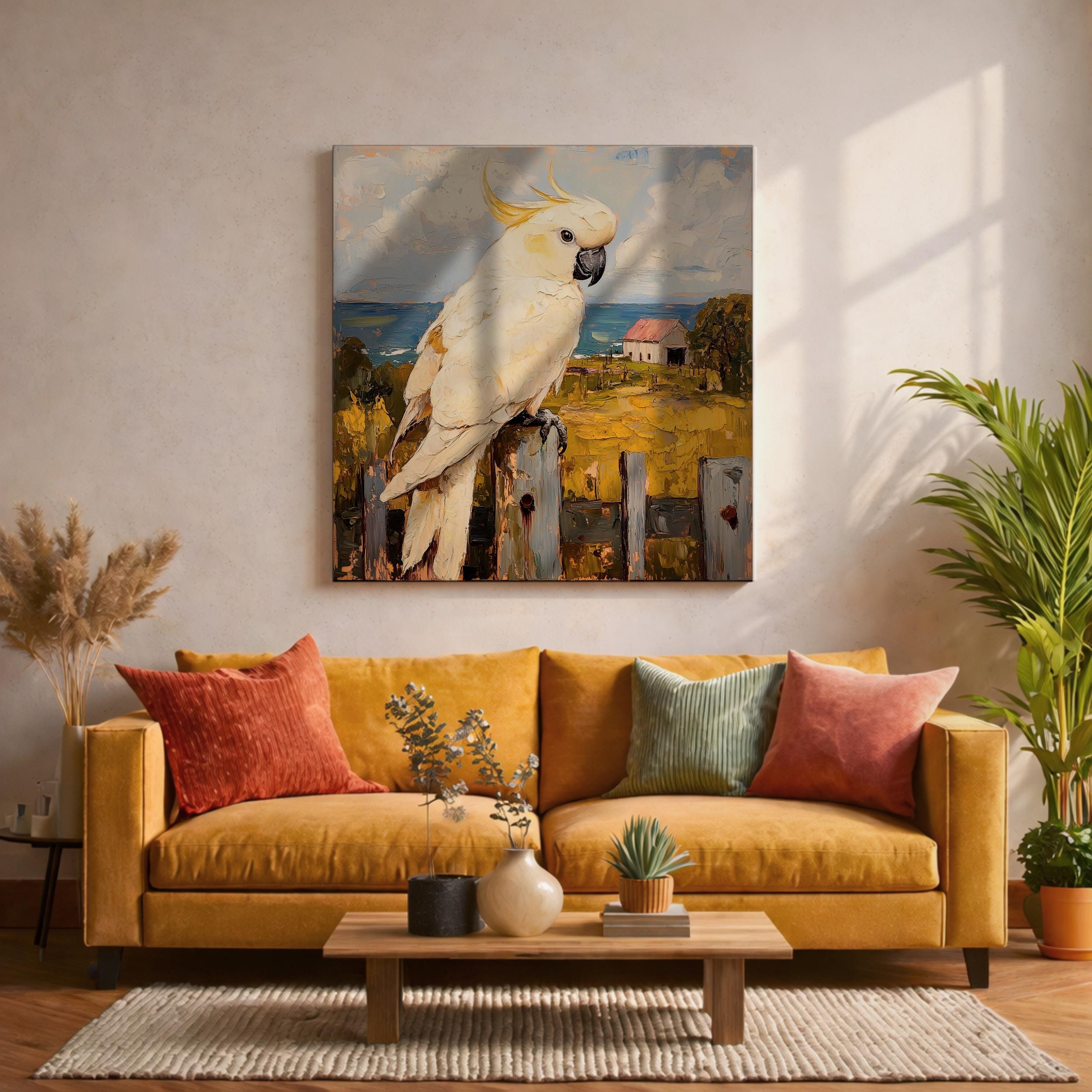 Cockatoo Wall Art Sulphur Crested Parrot Framed Canvas Australian