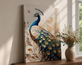 Påfågelväggkonst Påfågel Inramad Canvastavla Botanisk Vintage Boho Stuga Heminredning