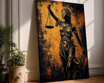 Lady Justice Wall Art, Scales of Justice Canvas Print, Law Office Decor, Courtroom Wall Art, Legal Office Canvas