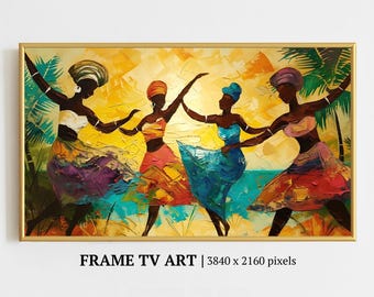 African Dancing Women Frame Tv Art: Vibrant Cultural Modern Wall Decor (Digital Download)