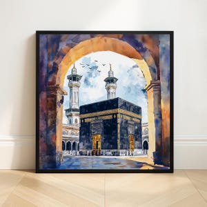 Kaaba Watercolor Art Print: Islamic Masjid Al Haram Mecca Mosque (Digital Download)