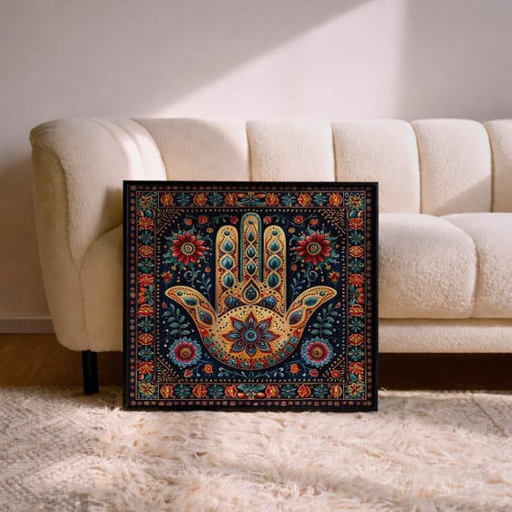 Hamsa Hand Art: Persian Boho Spiritual Decor Protection Symbol (Digital / Print / Canvas / Framed)