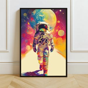 Vibrant Astronaut Wall Art Print, Space Poster, Printable Wall Art, Digital Download,