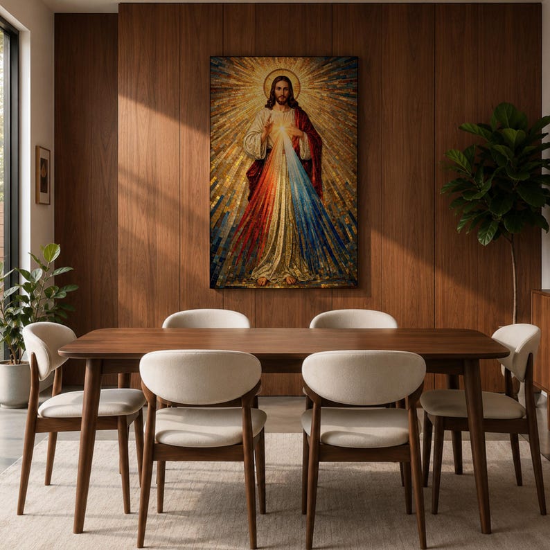Divine Mercy Wall Art Jesus Mosaic Christian Icon Religious Gift Prayer Room Home Decor