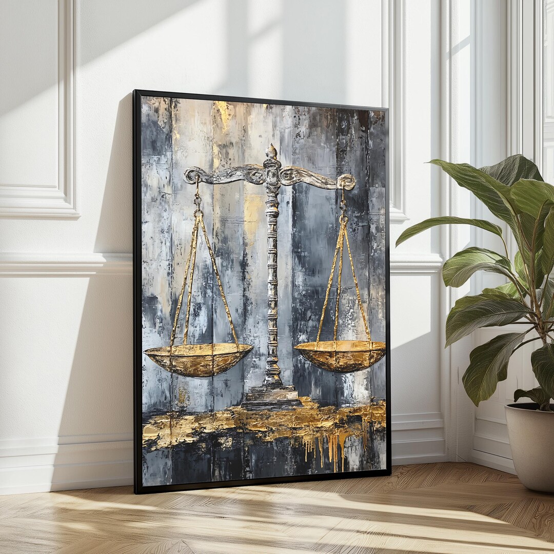 Printable Scales of Justice Wall Art - Abstract Legal Office Decor ...