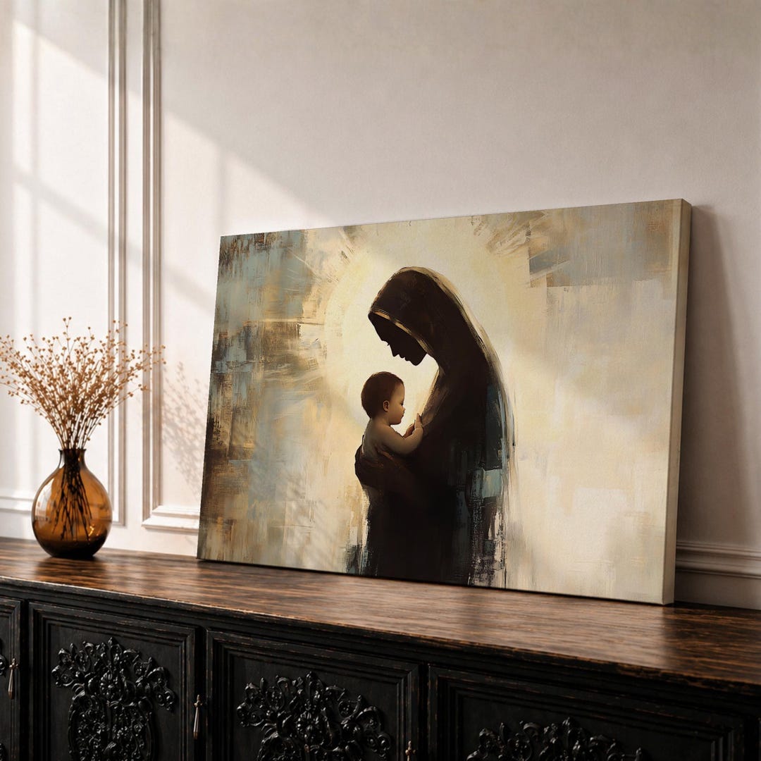 Mary and Jesus Wall Art Madonna and Child Framed Canvas Christian ...