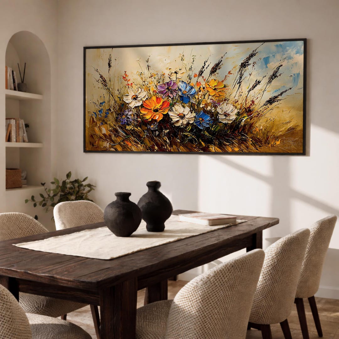 Wildflower Meadow Panoramic Wall Art Field Flowers Extra Wide Framed ...