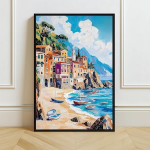 Mediterranean Seascape Art Print: Summer Ocean View European Coastal Decor (Digital Download)