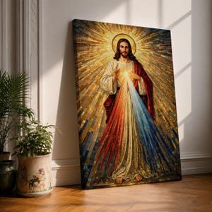 Divine Mercy Wall Art Jesus Mosaic Christian Icon Religious Gift Prayer Room Home Decor