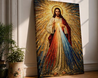 Divine Mercy Wall Art Jesus Mosaic Christian Icon Religious Gift Prayer Room Home Decor