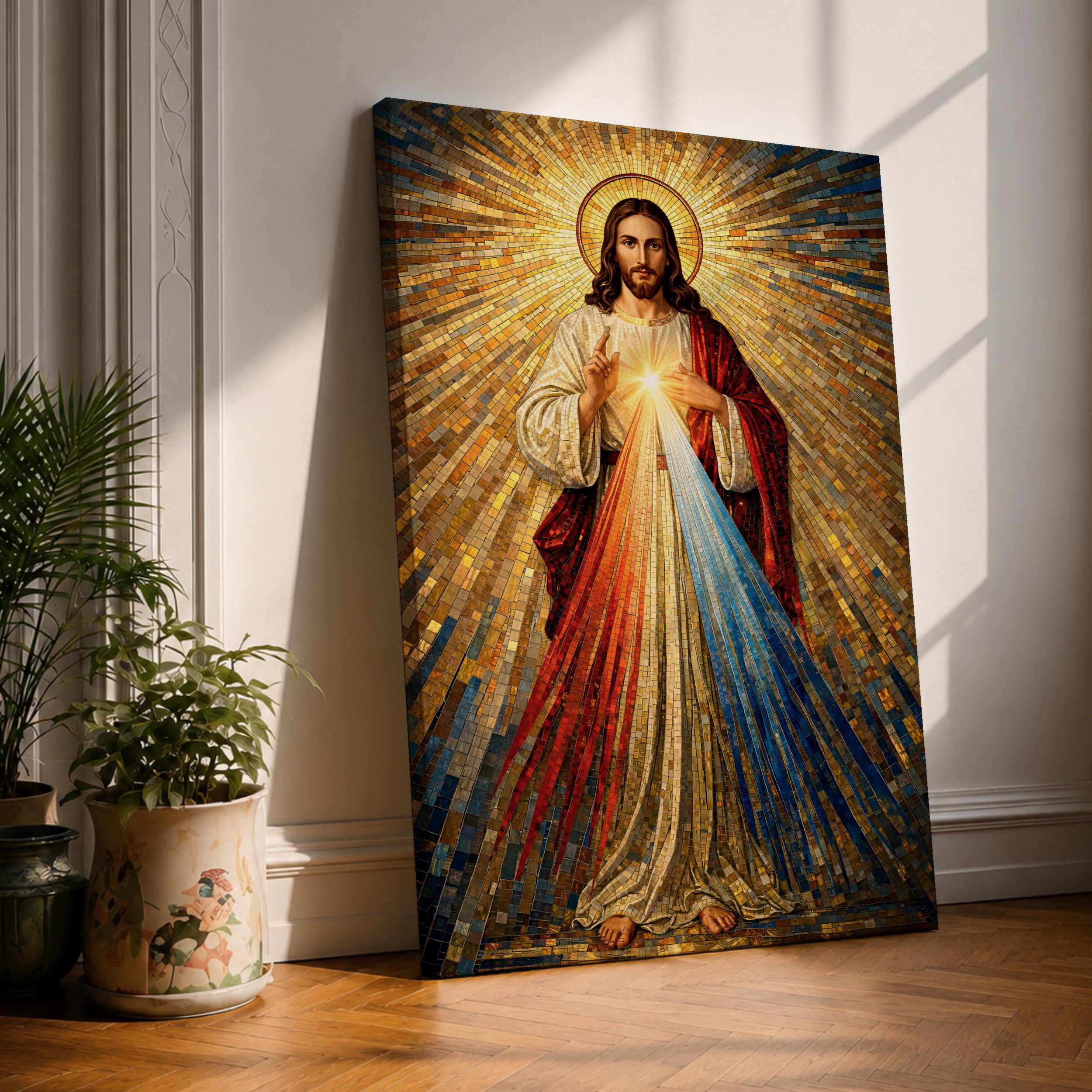 Divine Mercy Wall Art Jesus Mosaic Christian Icon Religious Gift