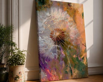 Dandelion Wall Art Seed Head Framed Canvas Taraxacum Abstract Botanical Decor