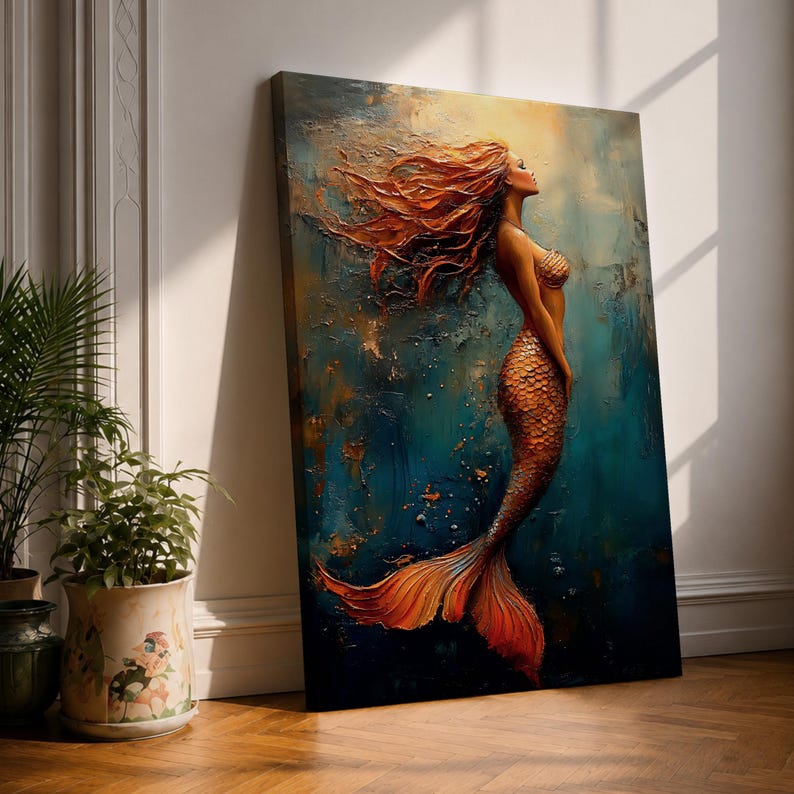 Mermaid Mythical Wall Art Sea Goddess Nymph Ocean Fantasy Gift Living Room Home Decor