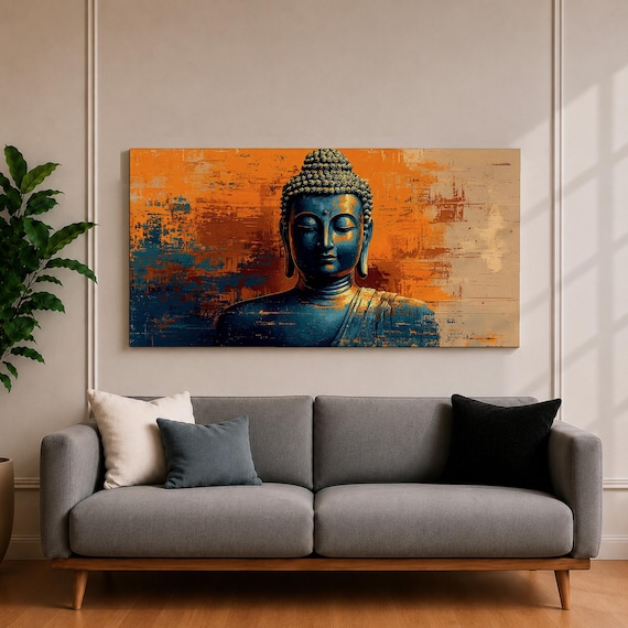 Buddha Panoramic Wall Art Siddhartha Gautama Extra Wide Framed