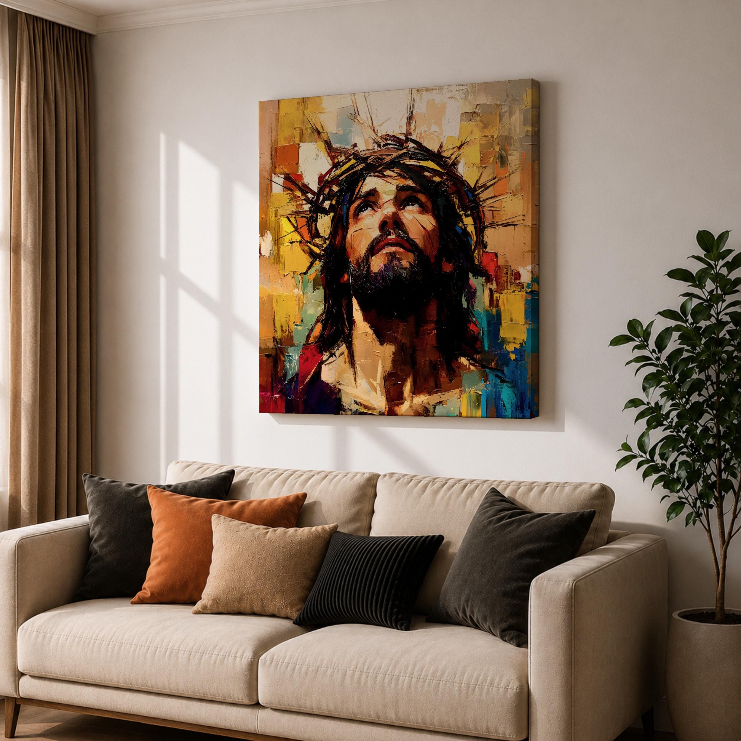 Jesus Crown of Thorns Wall Art Passion of Christ Framed Canvas ...