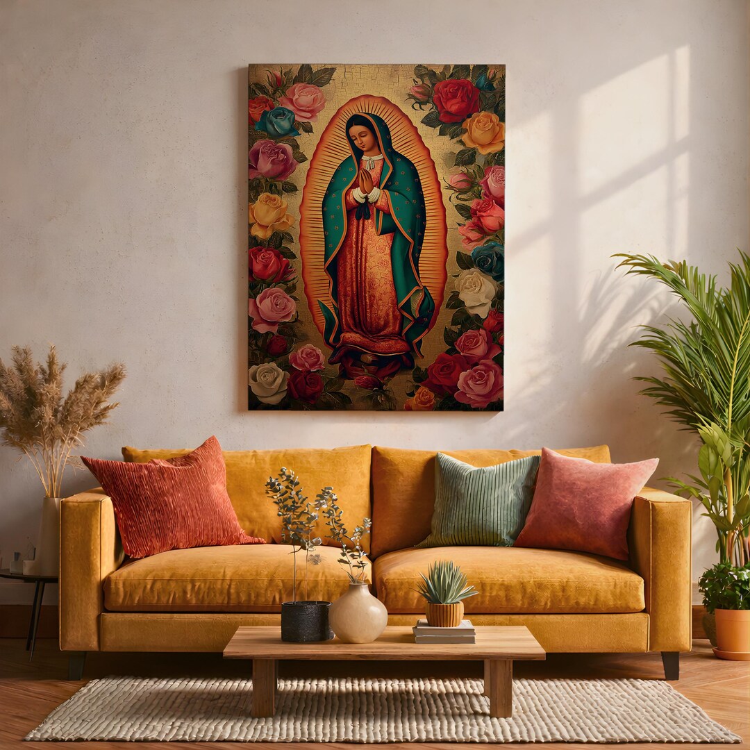 Virgin Mary Wall Art Our Lady of Guadalupe Framed Canvas Catholic ...