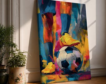 Soccer Wall Art Match Day Framed Canvas Abstract Football Sports Decor