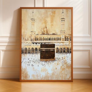 Kaaba Oil Painting Vintage Print: Islamic Sacred Mosque Masjid Al Haram (Digital Download)