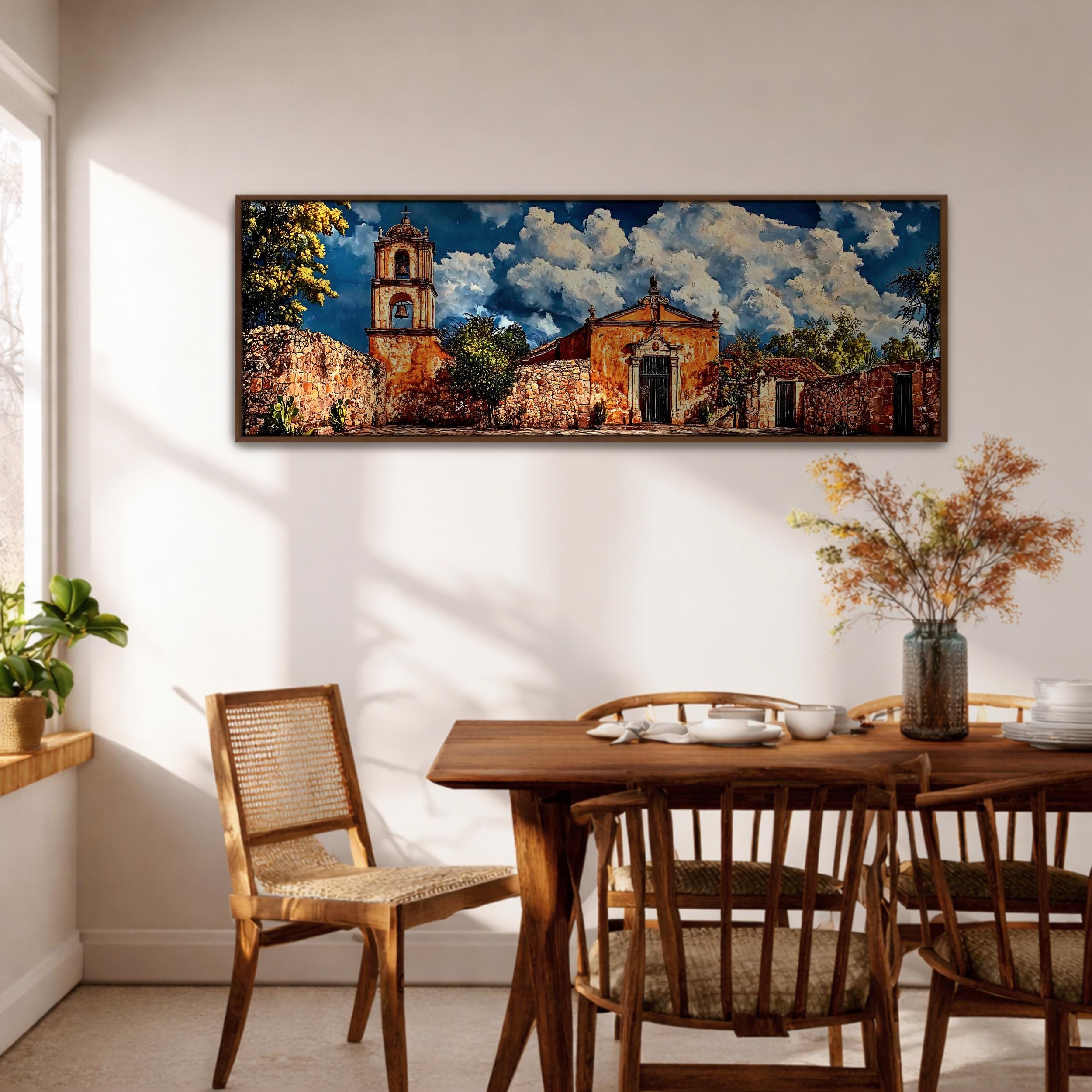 Rustic Church Long Narrow Wall Art Spanish Mission Panoramic