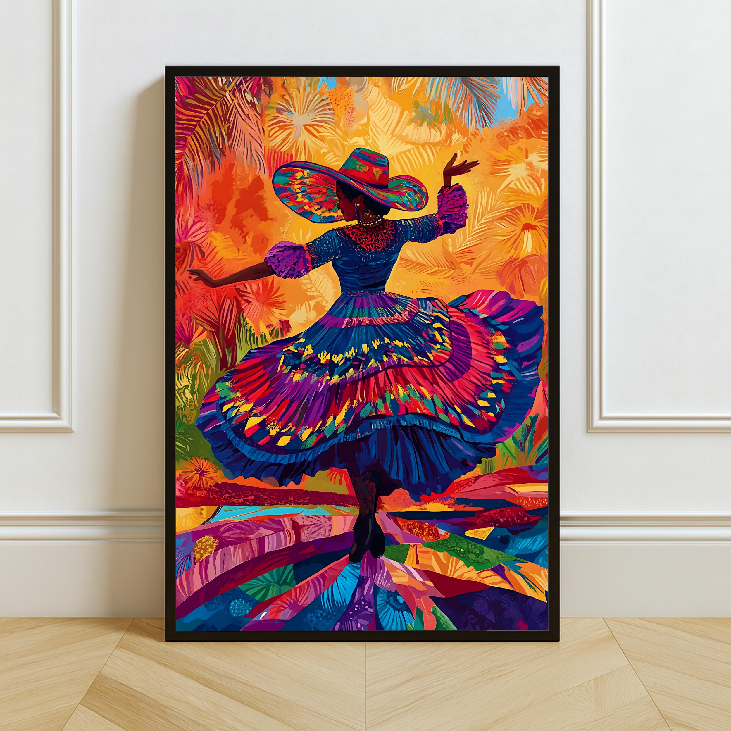 Mexican Dancer Wall Art Print: Vibrant Folk Dance Decor (digital