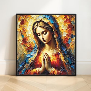 Virgin Mary Prayer Painting Art Print: Catholic Christian Wall Decor (Digital Download)
