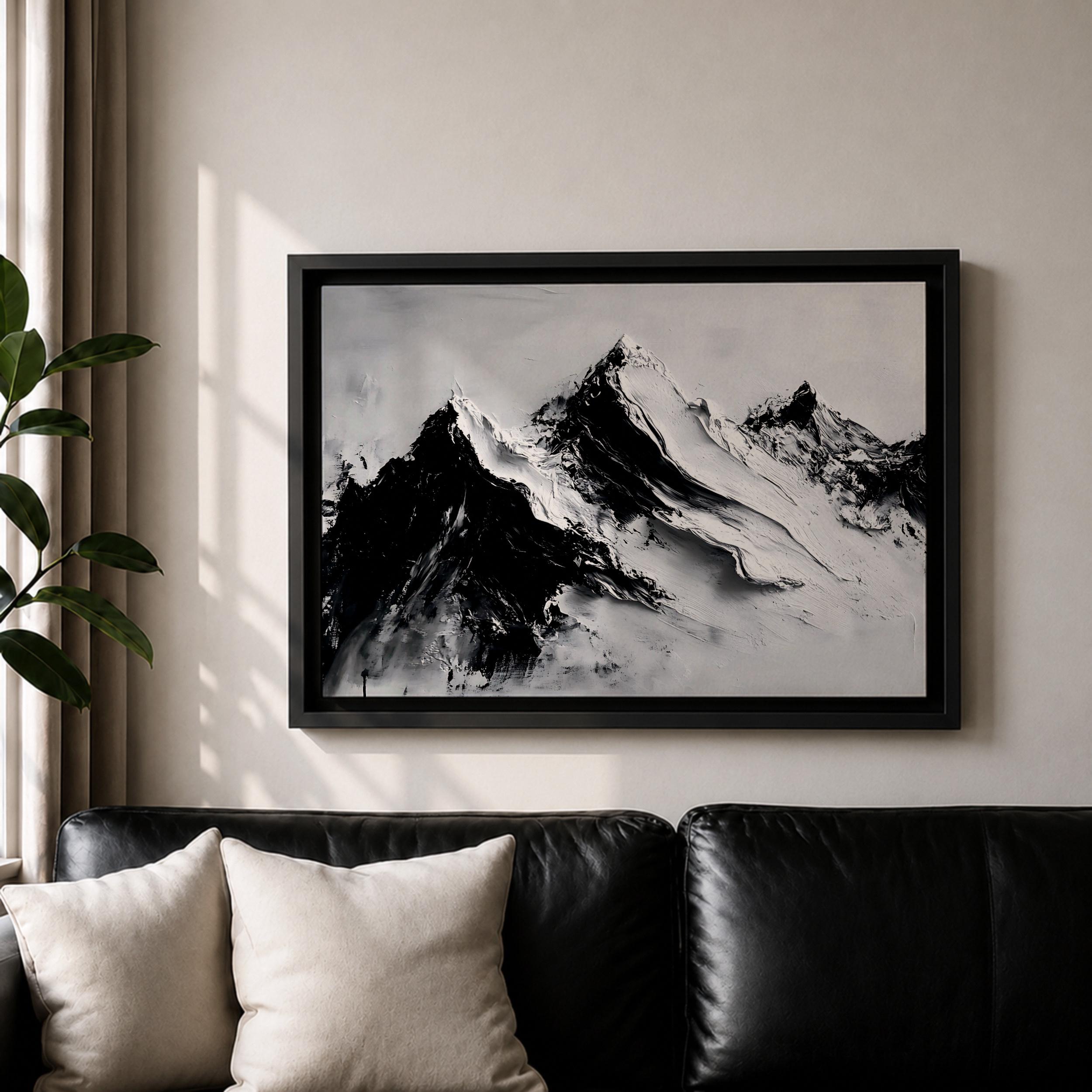 Mountain Wall Art Alpine Peaks Framed Canvas Nature Minimalist