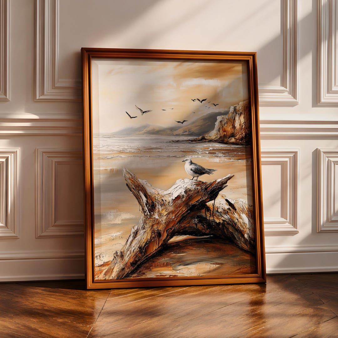 Seagull Wall Art Coastal Gull Framed Canvas Beach Nautical Vintage ...