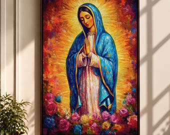 Our Lady of Guadalupe Wall Art, Catholic Canvas Print, Virgin Mary Decor, Christian Art