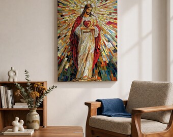 Sacred Heart of Jesus Wall Art Christ Redeemer Framed Canvas