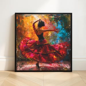Flamenco Dancer Wall Art Print, Spanish Dance Poster, Square Print, Printable Wall Art, Digital Download