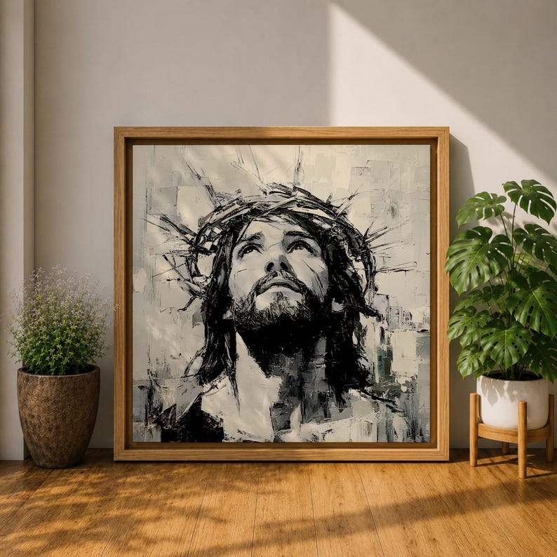 Jesus Crown of Thorns Wall Art Passion of Christ Framed Canvas ...