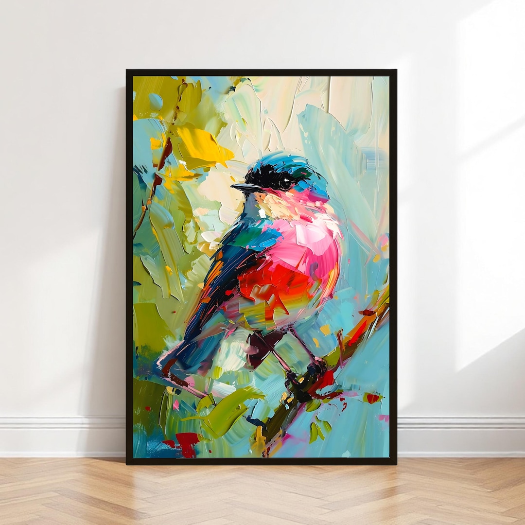 Bird Impasto Art Print: Vibrant Wildlife Modern Decor (digital