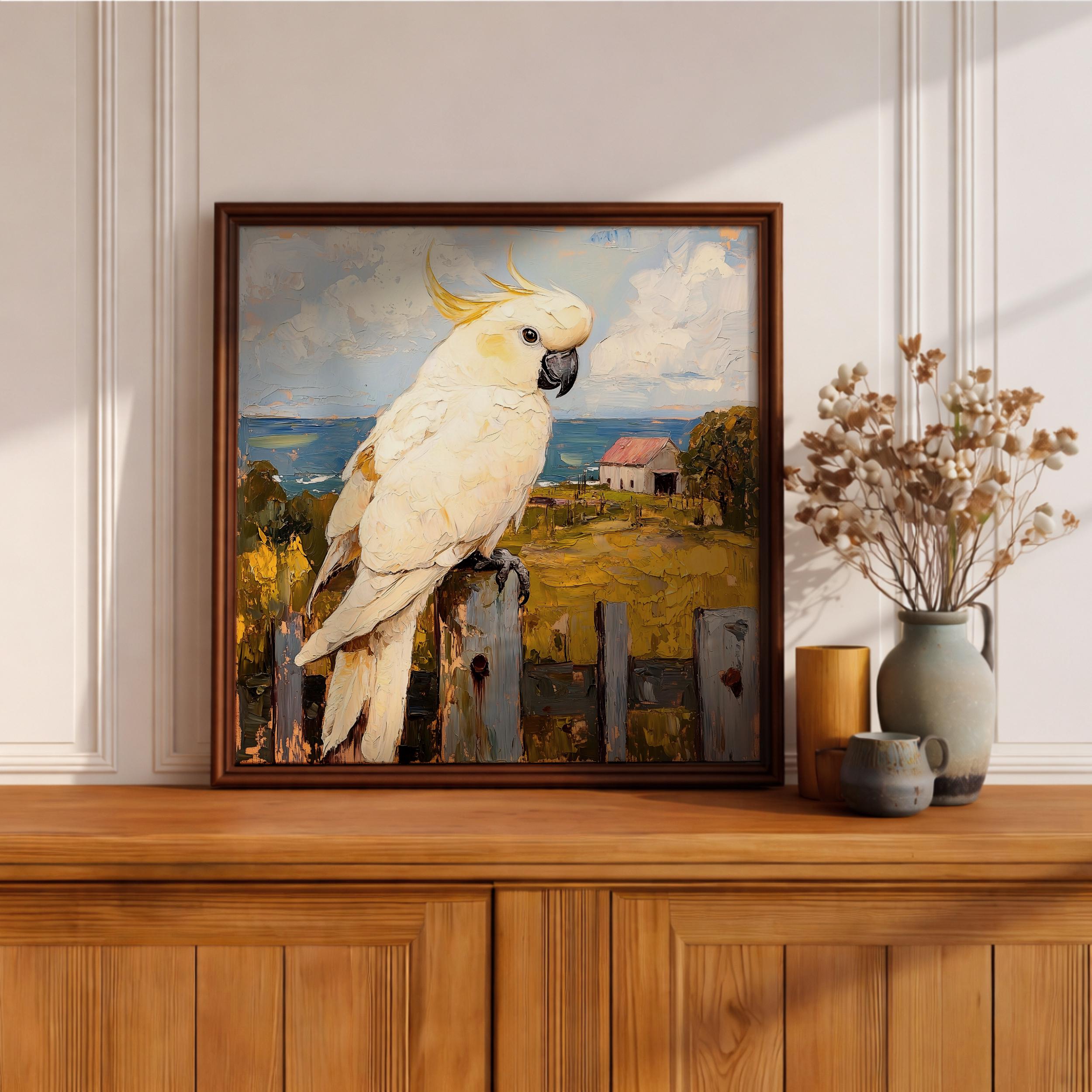 Cockatoo Wall Art Sulphur Crested Parrot Framed Canvas Australian