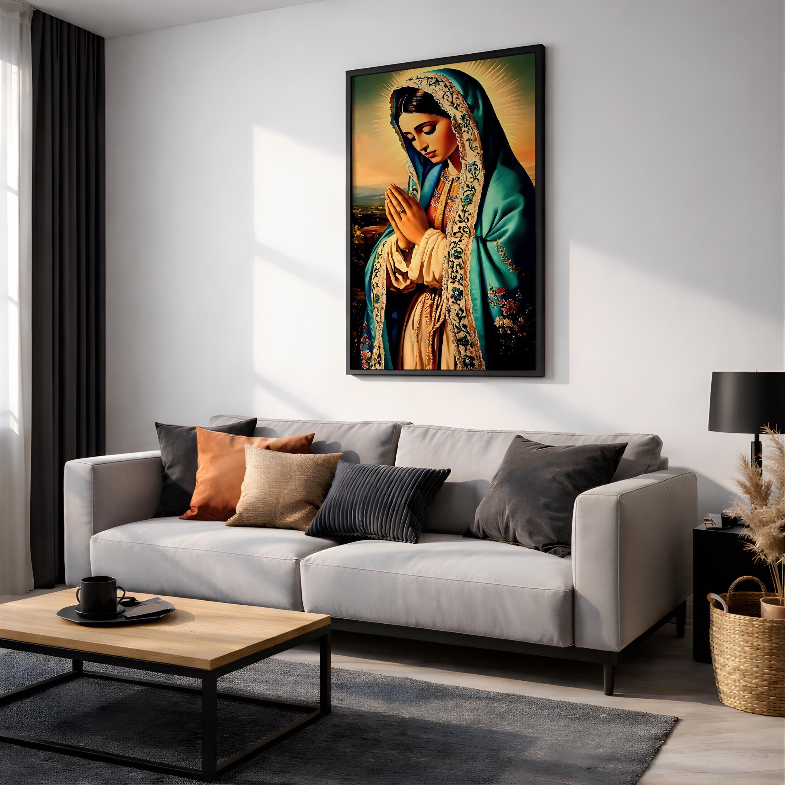 Virgin Mary Wall Art Our Lady Guadalupe Framed Canvas Catholic Sacred ...
