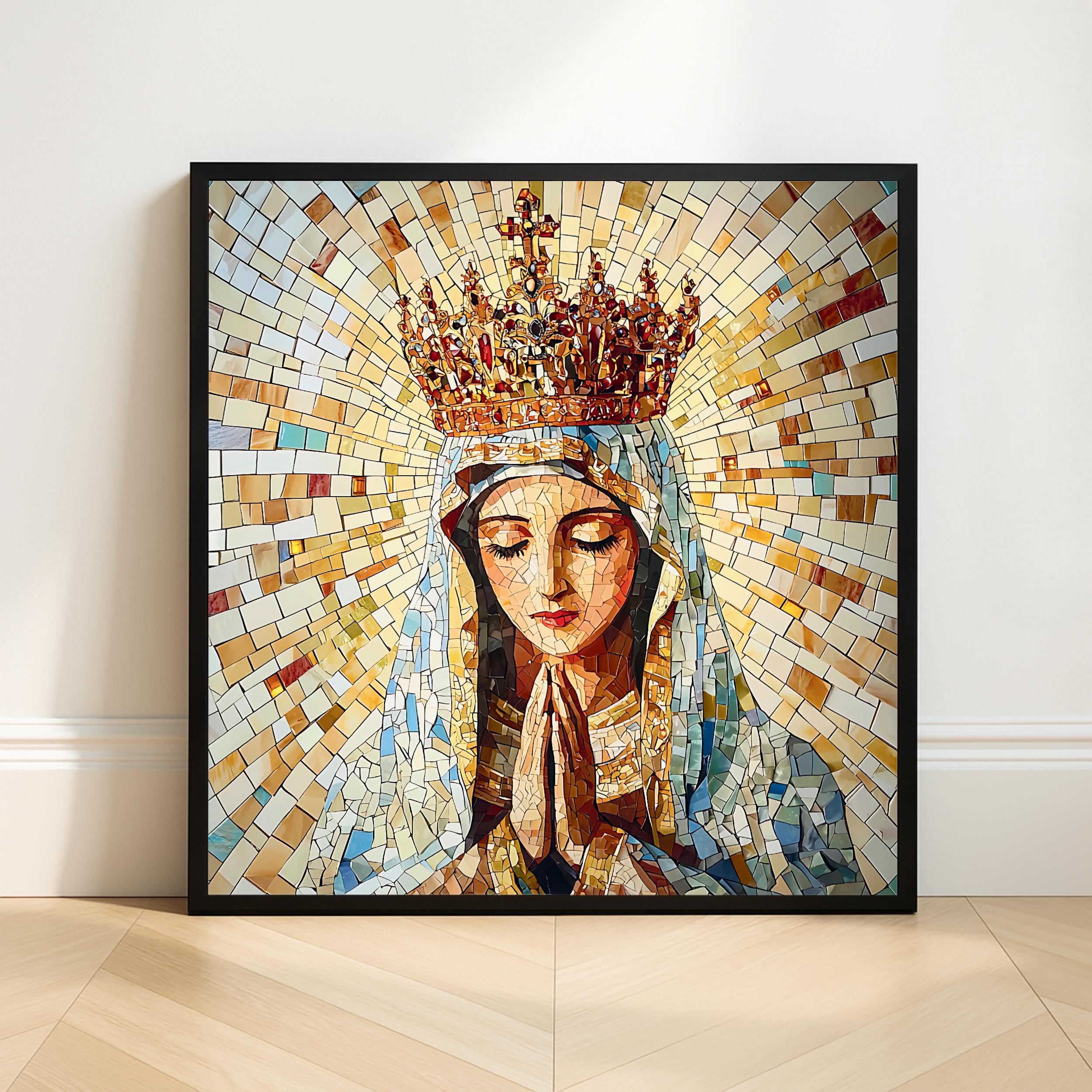 Virgin Mary Mosaic Wall Art: Blessed Mother Catholic Wall Decor