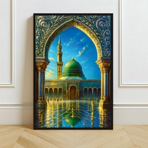 Al Masjid an Nabawi Digital Art Print | Medina Mosque Wall Decor | Islamic Sacred Artwork | Vertical Printable Wall Art | Instant Download