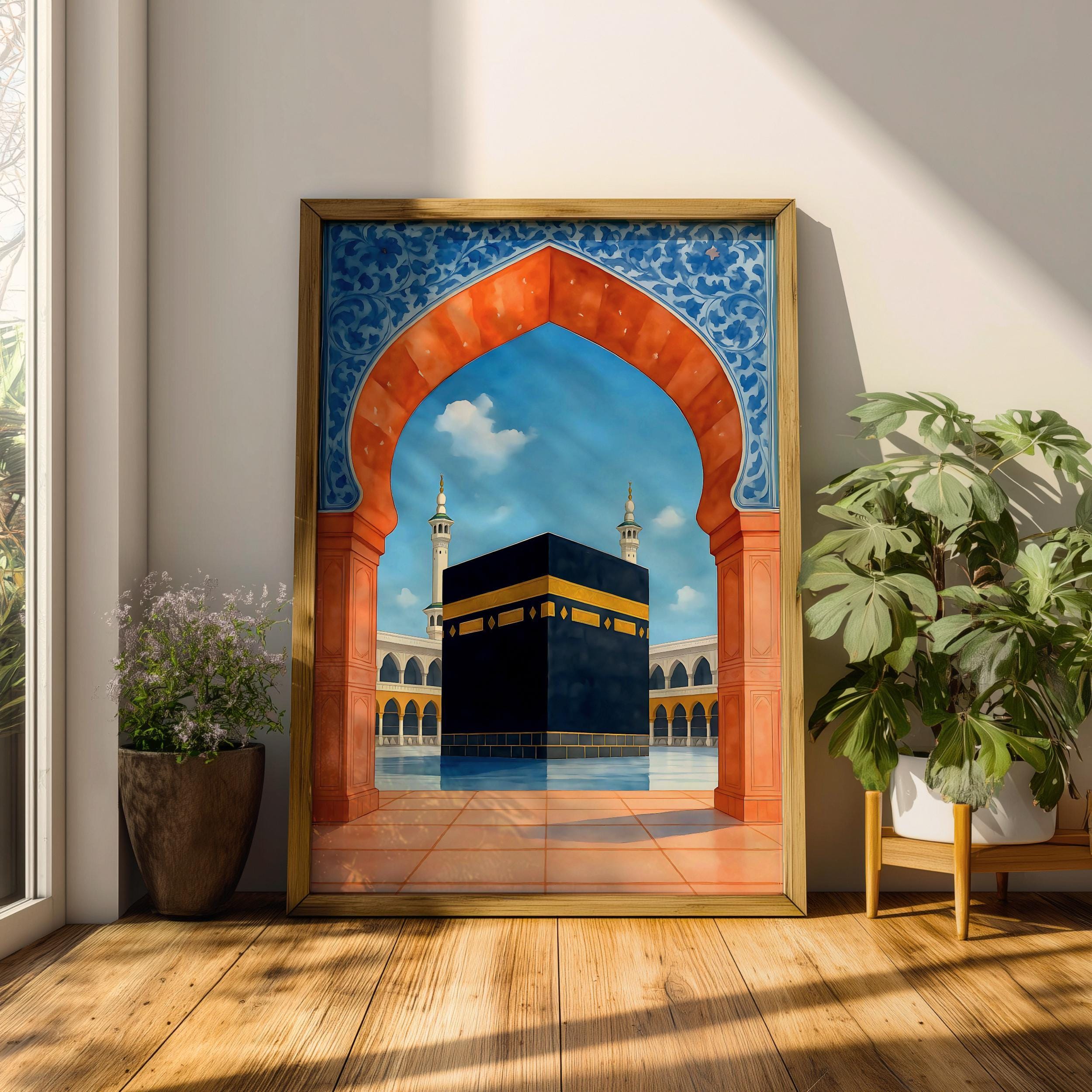 Kaaba Wall Art Moroccan Archway View Framed Canvas Masjid Al-haram