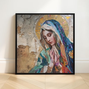 Virgin Mary Mosaic Art Print: Catholic Faith Inspired Decor (Digital Download)