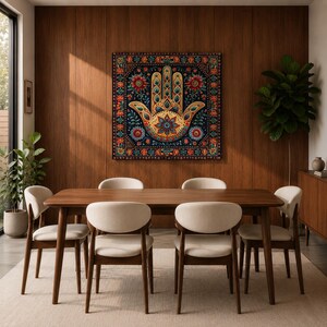 Hamsa Hand Wall Art Evil Eye Framed Canvas Khamsa Persian Boho Protection Home Decor