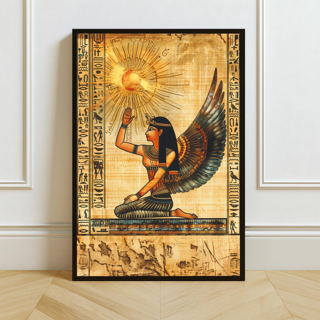Goddess Maat Papyrus Art Print: Ancient Egyptian Mythical Pharaoh Decor ...