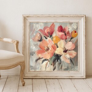 Impressionist Floral Vintage Art Print: Impasto Botanical Painting Cottagecore Decor (Digital Download)
