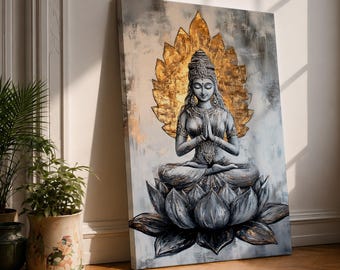 Lotus Buddha Wall Art Buddhist Deity Religious Gift Meditation Zen Room Home Decor Interior