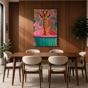 Giraffe Wildlife Wall Art Bathtub Animal Tropical Nature Gift Kids Nursery Bathroom Home Decor