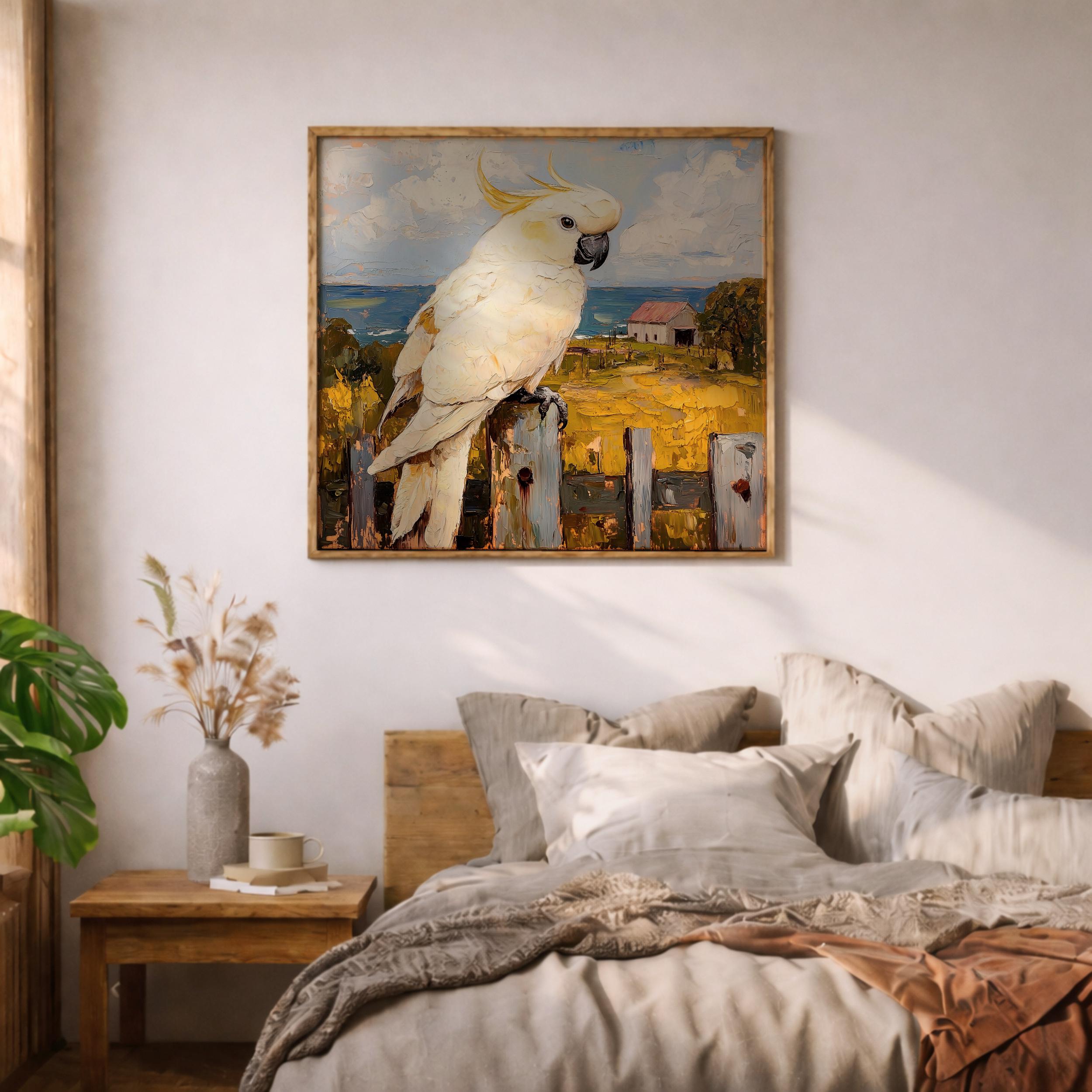 Cockatoo Wall Art Sulphur Crested Parrot Framed Canvas Australian