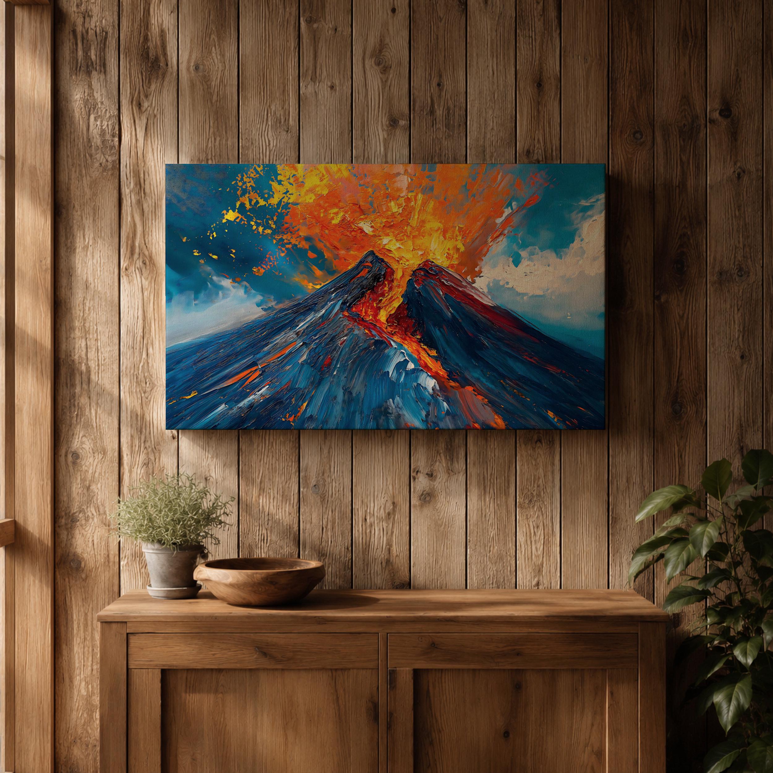 Volcano Wall Art Volcanic Eruption Framed Canvas Lava Magma